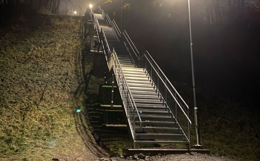 Trapp for løpetrening langs Akerselva i Oslo, mellom Nydalen og Frysja