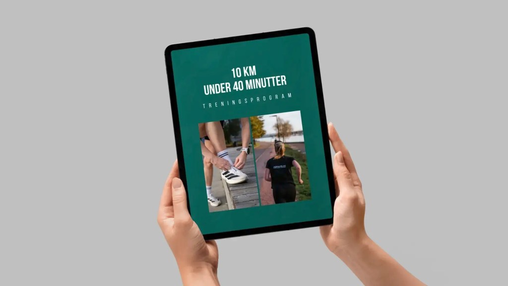 Nettbrett med e-bok «10 km under 40 minutter – treningsprogram».