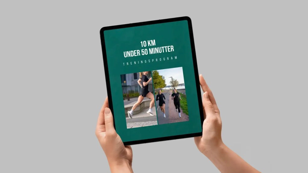Nettbrett med e-bok «10 km under 50 minutter – treningsprogram».
